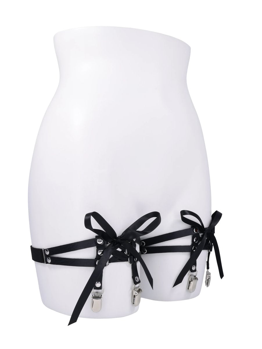 Laced Up Garters - Black