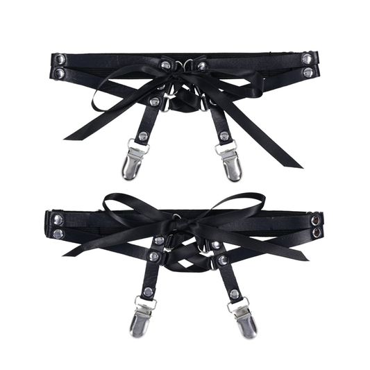 Laced Up Garters - Black